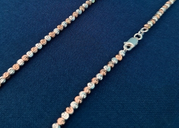 Rosegold and silver ball chain